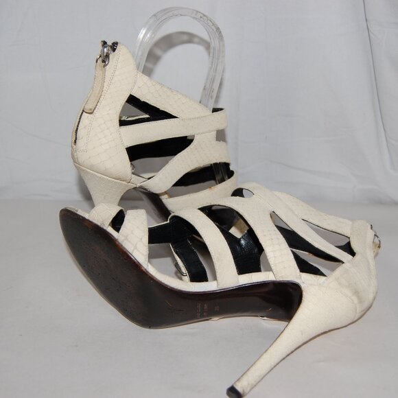 39/9 ❤️ GIUSEPPE ZANOTTI Ivory Leather High Heels GLADIATOR SANDALS BOOTS ITALY - Picture 14 of 14